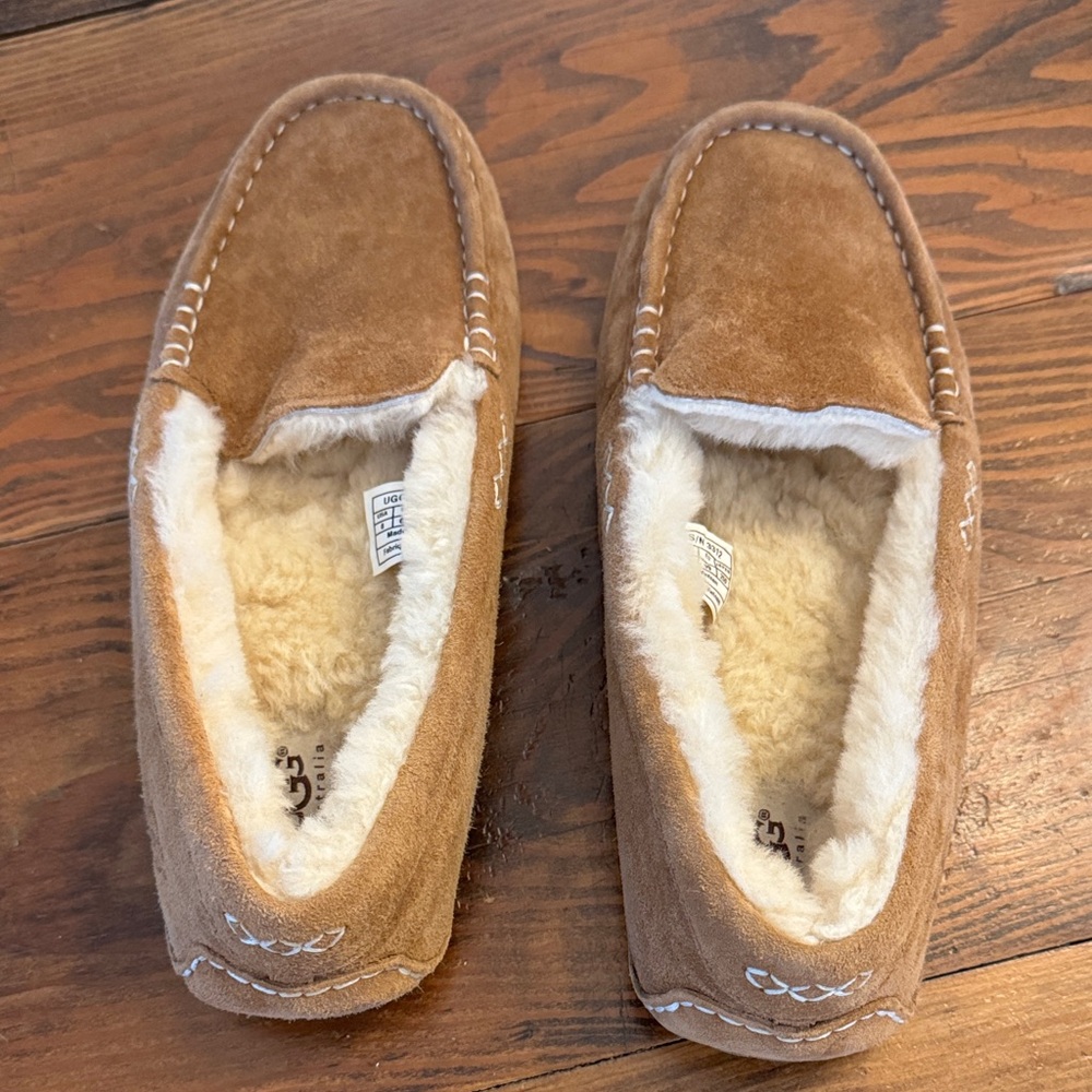 UGG Chestnut Suede Shearling Moccasins